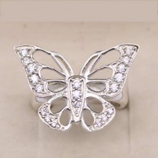 Butterfly silver gold vermeil ring